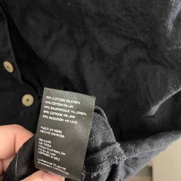 Pilcro Black Button Down Linen Shirt Dress Anthropologie - Picture 5 of 11